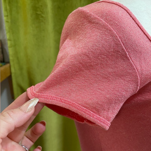 Vintage Bubble Gum Pink Top, Metalic, 1970s Roller Girl 🛼, Disco Queen 🪩 - Picture 5 of 9